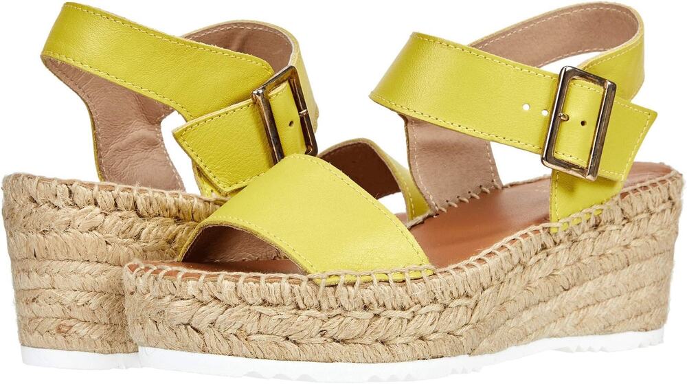 ANDRE ASSOUS Nakita Espadrille Wedge Sandals Straw Lemon Women's 11